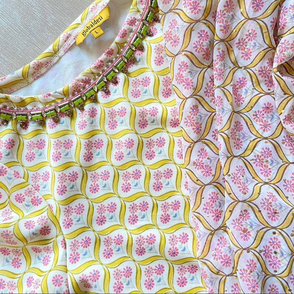 New - Global Desi - Frilled Stitched Saree Dress - Never Worn - Ready to Wear - Picture 5 of 17
